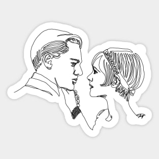 Love in The Great Gatsby, line art Sticker